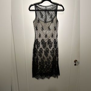 Ronnie & Irit Studio Silk Dress with floral mesh overlay - Size 6